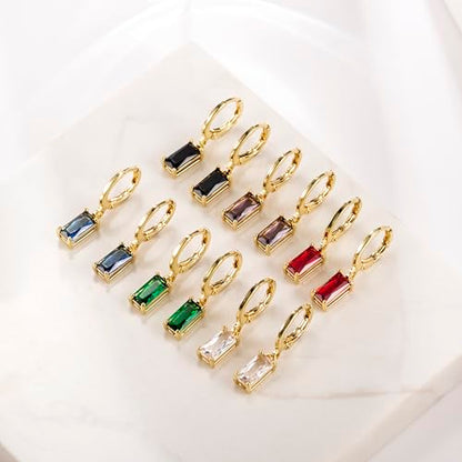 Multicolor Crystal Dangle Studs Earrings Set for Women 925 Silver Hypoallergenic Dangle Earrings Leverback Drop Earring Fashion Cubic Zirconia Leverback Stud Earring Sets Trendy Cubic Zirconia Jewelry Gifts for Women - style: 6-D-G