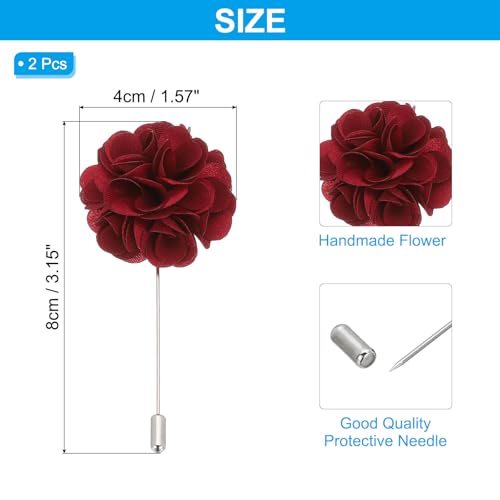 PATIKIL Flower Boutonnieres Pin, Lapel Pin for Men Camellia Flower for Suit Wedding Graduation Anniversary Graduation Outfit Accessories - color: Wine Red