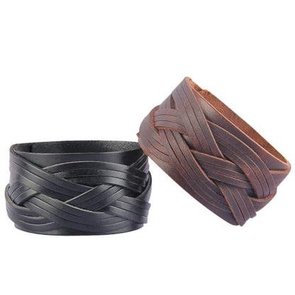 JAOYU Punk Leather Cuff Bracelet Goth Leather Wristband Rock Bracelet Biker Bracelet for Men Leather Armband Black Handmade Jewelry - color: Black Arm Bracelet