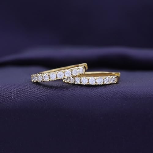 Dainty Cartilage Huggie Hoop Earrings Women in 18K Gold Plated | Round Moissanite in 18K Gold Plated Jewelry for Her - color: Yellow Gold, size: 15 MM
