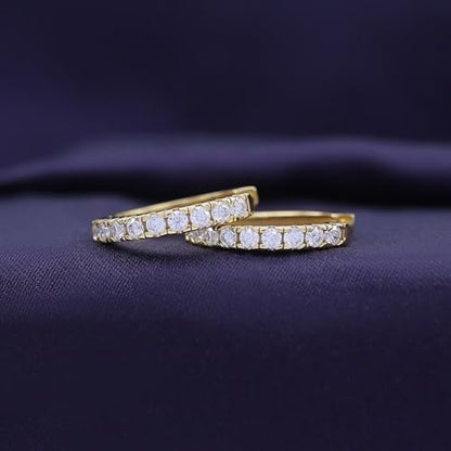 Dainty Cartilage Huggie Hoop Earrings Women in 18K Gold Plated | Round Moissanite in 18K Gold Plated Jewelry for Her - color: Yellow Gold, size: 15 MM