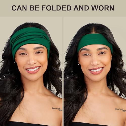 DiyJibb Headbands for Women, 7PCS Wide Cloth Hair Bands for Workout, Yoga, Skincare & Daily Wear, Soft & Stretchy - color: Black, dark brown, brown, light yellow, green, cement gray, light brown