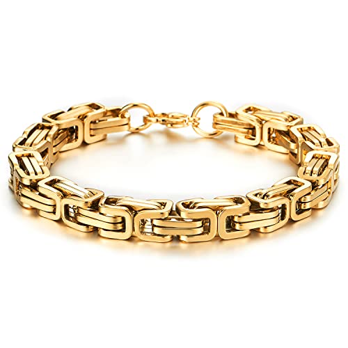 COOLSTEELANDBEYOND Mens Women New Stainless Steel Braided Link Bracelet Polished - color: G-Metal Color: Gold