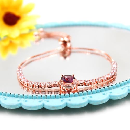 Sparkling CZ Tennis Bracelets for Women, Birthstone Slider Bolo Bracelets Trendy Birthday Valentine's Day Jewelry for Women Lady - color: Purple