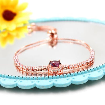 Sparkling CZ Tennis Bracelets for Women, Birthstone Slider Bolo Bracelets Trendy Birthday Valentine's Day Jewelry for Women Lady - color: Purple