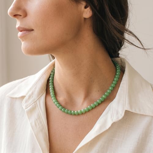 Gemstone Beaded Necklace for Women Colorful Natural Stone Freshwater Pearl Surfer Beach Rainbow Necklace Jewelry Gift - color: Green