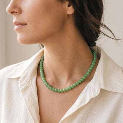 Gemstone Beaded Necklace for Women Colorful Natural Stone Freshwater Pearl Surfer Beach Rainbow Necklace Jewelry Gift - color: Green