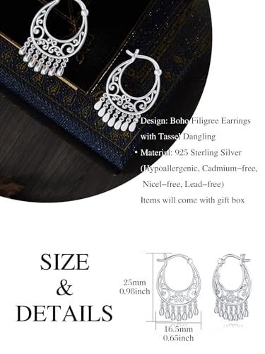 Dorunmo s925 Sterling Silver Western Dangle Drop Earrings Birthday Jewelry Gifts for Women - style: Boho A