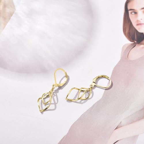 Leverback Earrings Dangle Earrings for Women Dangly Earrings Anniversary Birthday Gifts for Women - style: Double Linear-Gold