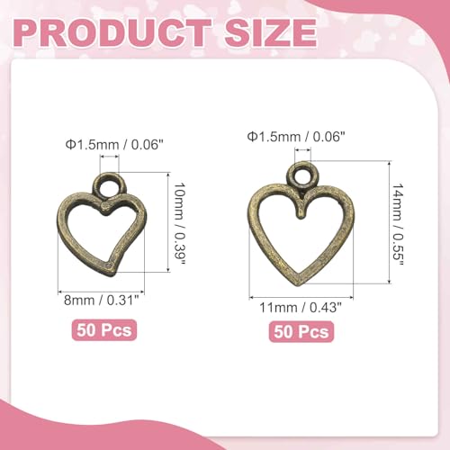 MECCANIXITY Heart Charm, Alloy Love Heart Pendants Valentines Love Dangle Connector Charm Bulk for Jewelry Making Necklace Bracelet Earrings, Cyan - color: Cyan