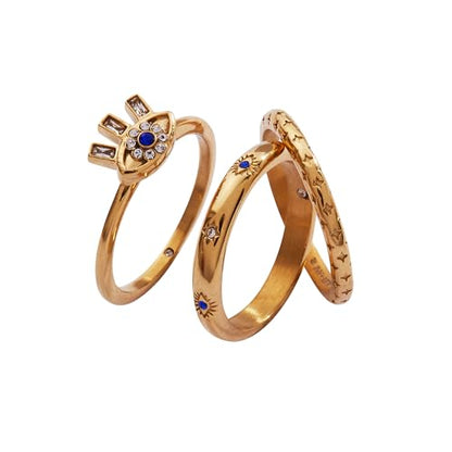 Alex and Ani Evil Eye Rings - style: Stacking Ring, Stainless Gold (Set of 3)
