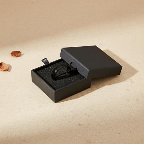 Magnetic Open Ring – Wellness‑Inspired Adjustable Band Ring, Polished Minimalist Jewelry for Men & Women, Everyday Balance, Compact Gift Box - color: Black