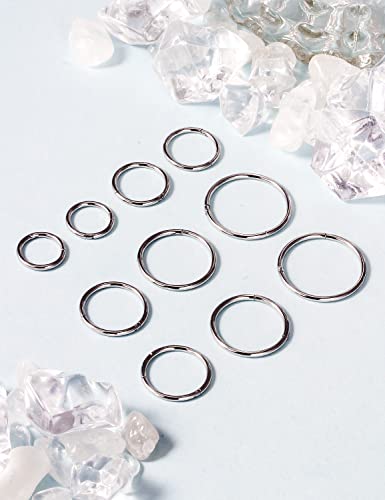 Vsnnsns 14G 16G Septum Nose Rings Hoops Lip Ring Piercing Jewelry 316L Surgical Steel Hinged Segment Clicker Cartilage Tragus Helix Conch Rook Daith Lobe Earrings Hoops Piercing Jewelry for Women Men - color: 16G-Silver