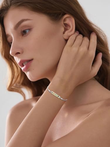 Waves/Tree of Life/Mushrooms/Moon Phase/Butterfly/Hummingbird Bracelet/Anklet 925 Sterling Silver Adjustable Abalone Shell Bar Bracelet/Anklet Summer Jewelry Gifts for Women - color: Tree of Life, size: Bracele 7"+2"