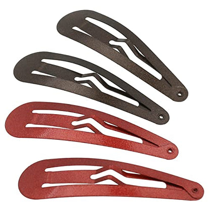 Camila Paris CP1330F French Hair Barrettes Clips, Snap Hair Slides Clic Clac for Women, Styling Girls Side Slide-in Metal Snap Pin Hair Accessories for Women. Strong Hold, No Slip Grip, Made in France - color: 4PK Metal Red/Brown 2"
