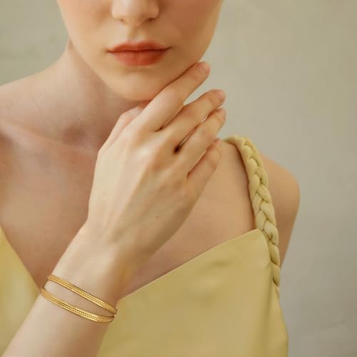 Chunky 14k Gold Cuff Bracelets for Women - Non Tarnish Teardrop Bangle Multi-layer Cross Wire Open Bracelets - color: Golden 20