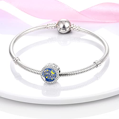 MULA 925 Sterling Silver Charms for Bracelets and Necklace Family Pendants | Airplane Travel Dangle Beads Family Tree Jewelry Charms for Women - color: Galaxy Charm