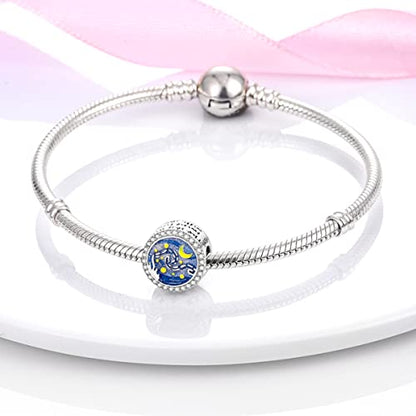 MULA 925 Sterling Silver Charms for Bracelets and Necklace Family Pendants | Airplane Travel Dangle Beads Family Tree Jewelry Charms for Women - color: Galaxy Charm
