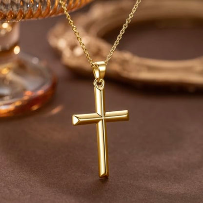 Cross Necklace for Women Gold Cross Necklaces for Women | Cross Chain 14K Gold Cross Necklace for Women Beauty Gold Faith Pendant Necklaces for Women Cross Necklaces 20/25mm - size: 37MM