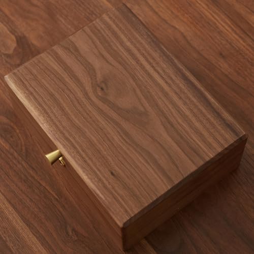 Solid Black Walnut Wood Jewelry Box, With Lock | Velvet Lining, Personalized Ring and Necklace Box, For Women and Girls, Brass Lock and Handle - style: With lock