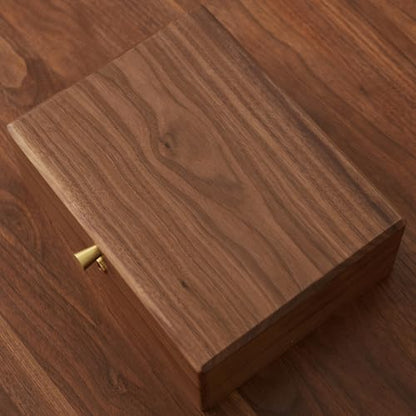 Solid Black Walnut Wood Jewelry Box, With Lock | Velvet Lining, Personalized Ring and Necklace Box, For Women and Girls, Brass Lock and Handle - style: With lock