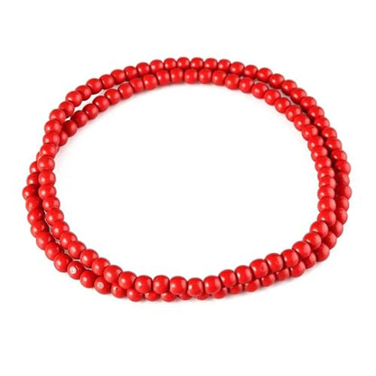 Natural Wood Beads Necklace for Men and Women 8MM Wooden Beaded Handmade Chunky Necklaces HipHop Statement Jewelry Gifts - color: Red