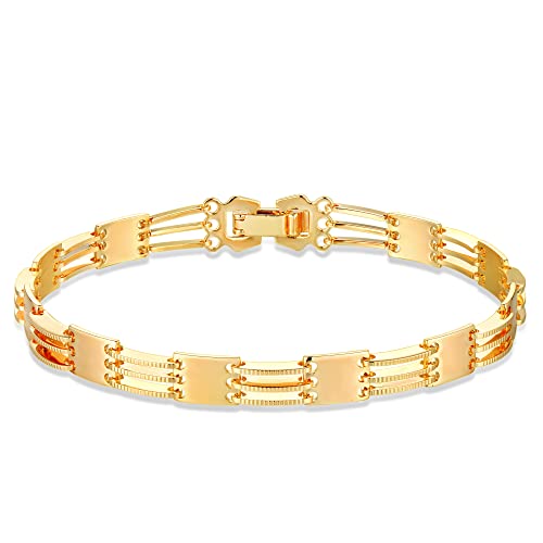 LOYATA Chain Bracelet Gold Link 14K Gold Plated Dainty Pearl Bracelet Simple Jewelry Gift for Women - style: Bangles
