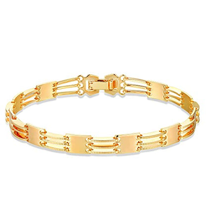 LOYATA Chain Bracelet Gold Link 14K Gold Plated Dainty Pearl Bracelet Simple Jewelry Gift for Women - style: Bangles