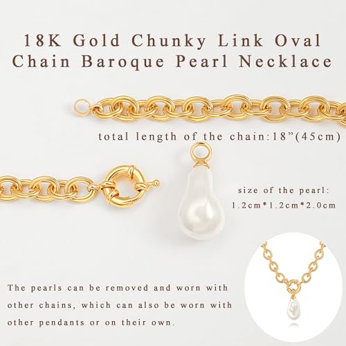 SOFYBJA Saint Benedict Necklace Drop 18K Gold Toggle Medallion Coin Cross Pendant Necklaces Religious Jewelry Catholic Gift for Women - color: baroque pearl