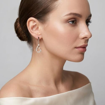 18K Gold Plated Flower Dangle Earrings for Women, Hypoallergenic Cubic Zirconia Earrings, Elegant CZ Drop Earrings, Statement Jewelry Gifts Party Fashion - style: Dangle-SwirlTeardrop