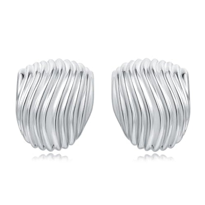 Gold Chunky Statement Earrings for Women, Trendy 14K Gold Plated Square Geometric Vintage Drop Dangle Designer Stud Earrings, Jewelry Gift - style: striped-silver
