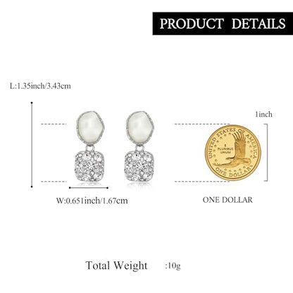 Gorgeous Shiny Rhinestones Square Irregular Stone Dangle Earrings for Women Bride Bridesmaid Party Prom Jewelry Accessories - style: Silver-Tone
