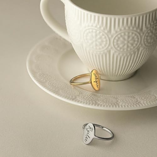 MignonandMignon Birth Flower Ring, Birth Flower Signet Rings | Choose a poppy ring or lily ring, laser engraved on tarnish-resistant stainless steel with gold or silver plating.