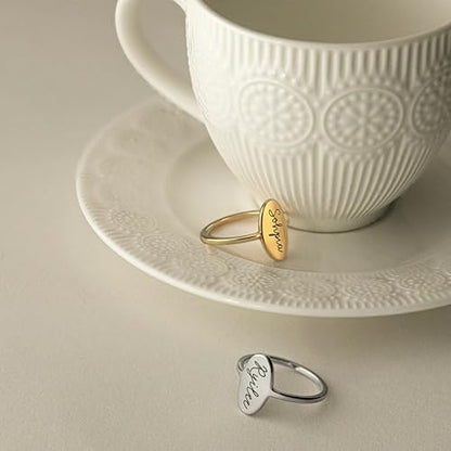 MignonandMignon Birth Flower Ring, Birth Flower Signet Rings | Choose a poppy ring or lily ring, laser engraved on tarnish-resistant stainless steel with gold or silver plating.