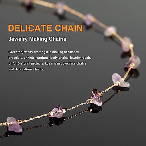 KYUNHOO 5M KC Gold Plated Brass Chain for Jewelry Making Supply Findings | Purple Irregular Natural Stone Necklace Chains Bulk Charm Crafting Chain with Jump Rings lobster Clasps for Women Men DIY - color: Natural Stone-Purple