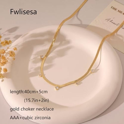 Gold Choker Necklace for Women, Dainty Gold Necklace 14k Gold Plated Simple Coin Butterfly Choker Necklaces for Women Trendy Charm Cute Non Tarnish Gold Necklace Fashion Waterproof Jewelry - color: B-Gold