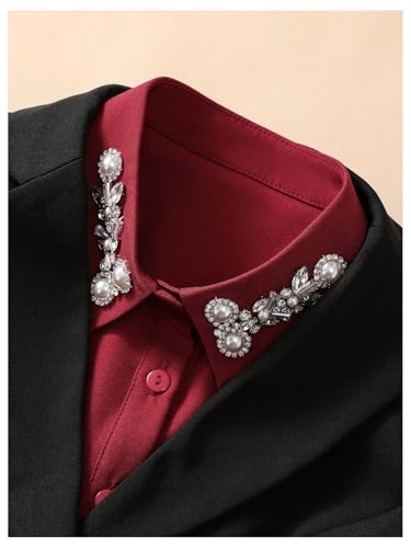 Verdusa Women's Fake Collar Detachable Dickey Collar Half Shirts Blouse - color: Burgundy