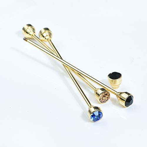 Sparkling Czech Crystal Stone Collar Bar Tie Necktie Pins Shirt Collar Stud Bar for Men with Gift Box - color: 6PCS Gold
