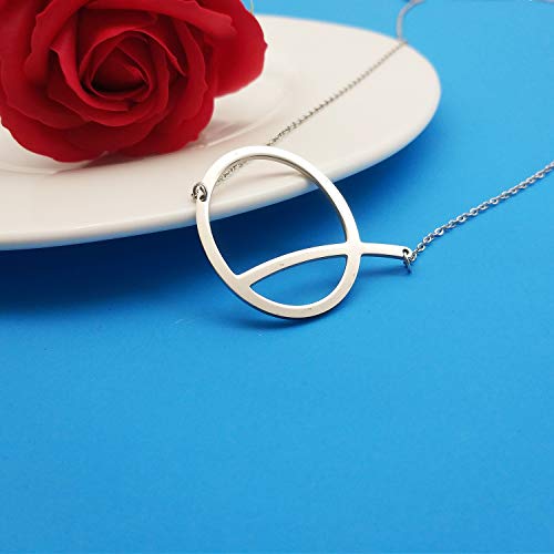 MOMOL Sideways Initial Necklace 18K Gold Plated Stainless Steel Large Big Letters Pendant Necklace Script Name Monogram Necklaces for Women - color: Q