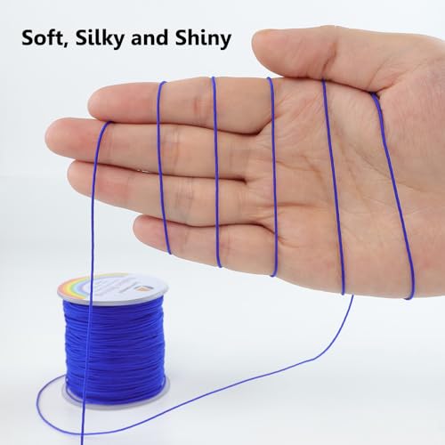 LUSTEMBER 0.8mm Nylon String, Strong Bracelet String, Durable Nylon Cord for Jewelry Making, Bracelets, Beading, Necklaces, Rattail Braiding, Kumihimo, Wind Chimes, Blinds and Handicrafts - size: Sapphire Blue
