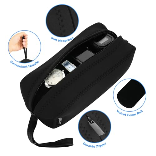 Cosmos Black Color Neoprene Watch and Bracelet Travel Storage Roll Bag with Black Removable Tube Velvet holder - color: Roll Bag-Neoprene