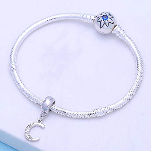 925 Sterling Silver Letter Charms Fits Pandora Bracelets, Gift for Women | A-Z Alphabet Initial Charm with CZ,Great gift for Christmas, Valentine's Day, Mother's Day. - color: C