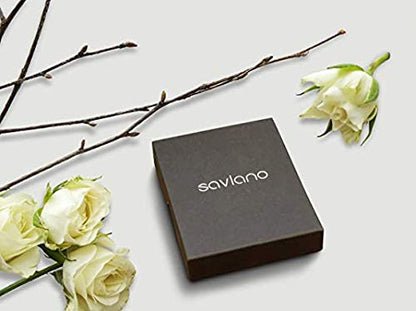 Savlano 14K White Gold Plated Inside Out Crystal Hoop Earrings For Women Comes With Savlano Gift Box - color: Purple