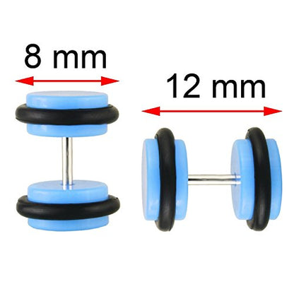 JEWELRIESHOP 8 Pairs Assorted Stainless Steel Acrylic Cheaters Plugs Barbell Expander Screw Stud Earrings, 19 Gauge