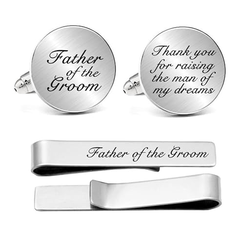 Kooer Personalized Men's Wedding Cufflinks, Custom Father Of The Bride Cuff Links Jewelry Gift For Men Him Groom Groomsman - style: Father of The Groom
