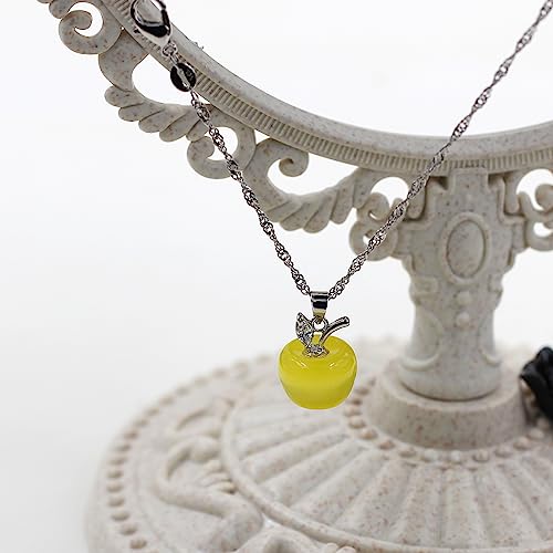 Uloveido Apple Necklace and Earrings Set for Women Cute Apple Jewelry Set for Teacher Mom YL007 - color: Yellow