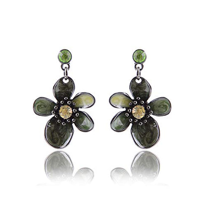 AMYJANE Vintage Statement Jewelry Set - Spring Leaf Flower Floral Plant Necklace Earring Set Crystal Rhinestone Fashion Costume Jewelry for Women Prom Party Unique Gift - style: 2 Flower Jewelry Set Green