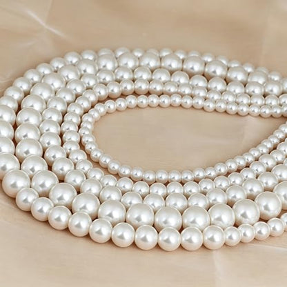 Pearl Necklaces for Women 60'' 70" Long Pearl Necklace 15.75'' Pearl Choker Necklace Chunky Bead Layered Faux Pearl Dangle Wedding Bridal 1920s Gatsby Christmas Costume Jewelry Gifts - color: White-15.75in-12MM