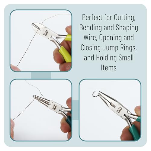 Mr. Pen- Pliers for Jewelry Making, 3 Pack, Chain Nose | Round Nose Pliers Set and Wire Cutter for Beading, Wire Wrapping, Jump Rings, Jewelry Repair, Crafting, DIY - color: Shades of Green