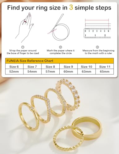 Stackable Gold Rings for Women Non Tarnish Dainty 14K Gold Plated Band Rings Cubic Zirconia Thumb Ring Trendy Statement Stacking Rings Set Promise Wedding Bands Engagement Rings Size 6-10 - color: 14K Gold Plated